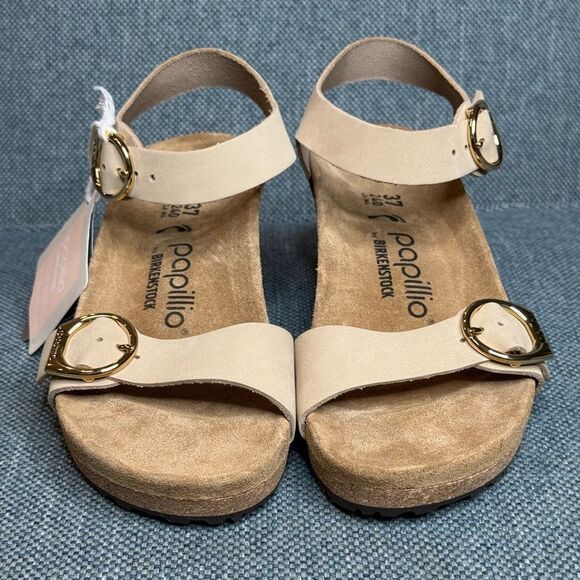 Birkenstock SOLEY Sandcastle nubuck Wedge Sandal women’s size 6 new - Picture 5 of 10
